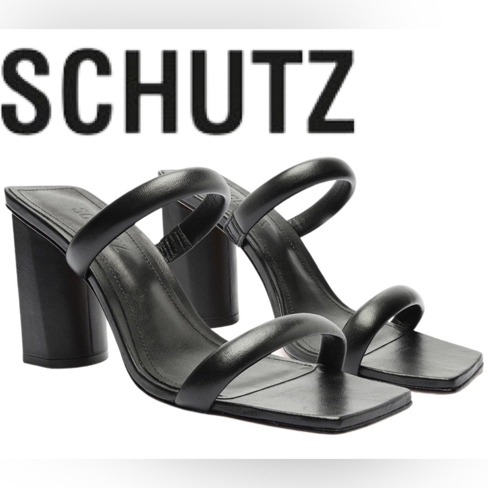 NWOB $127 SCHUTZ Black Napa Leather Sandals 8.5
